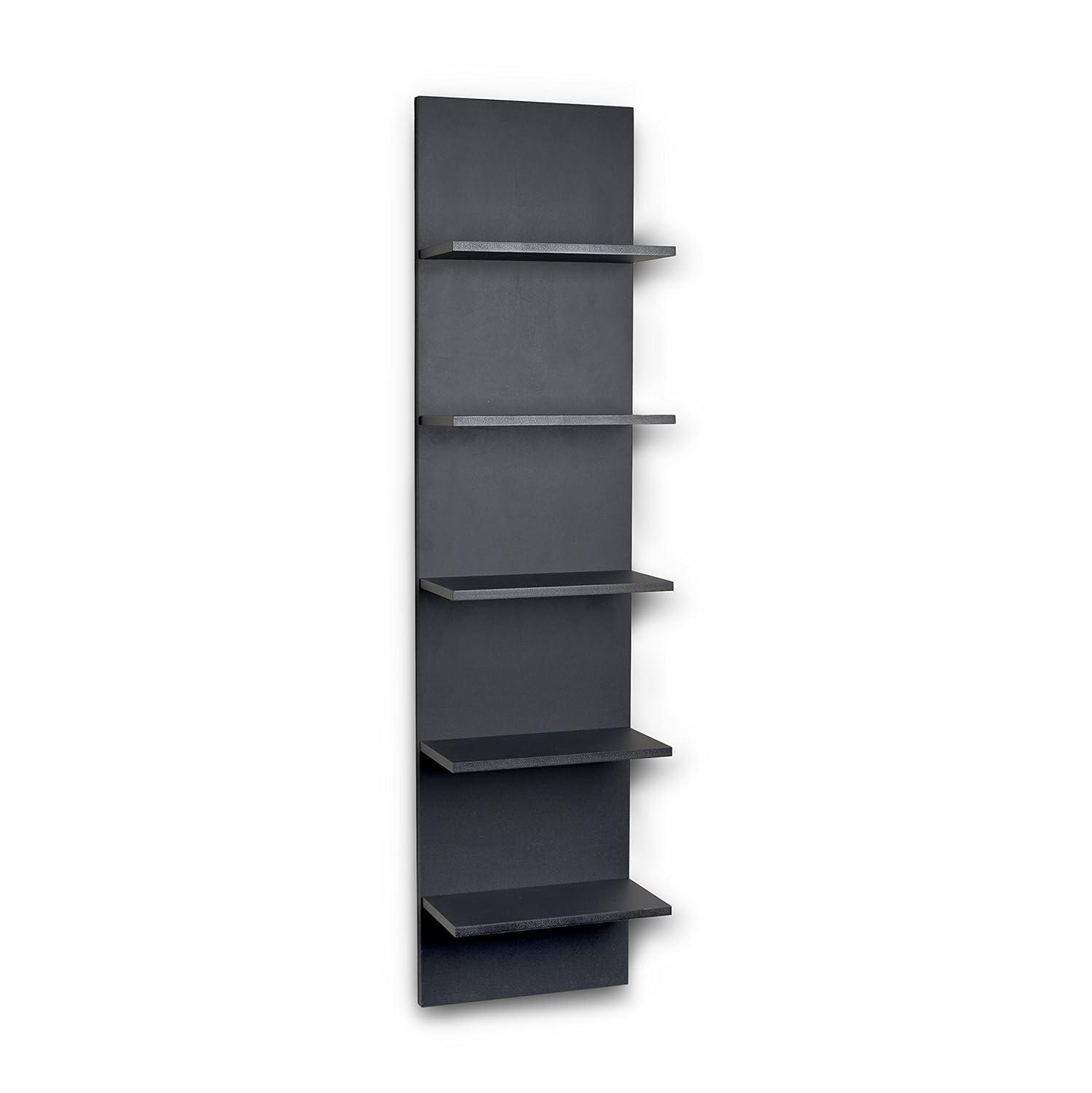 Danya B. 47" x 11.7" Wide Vertical Column Wall Shelf Black: Laminated MDF, 5-Tier Storage, Spot Clean