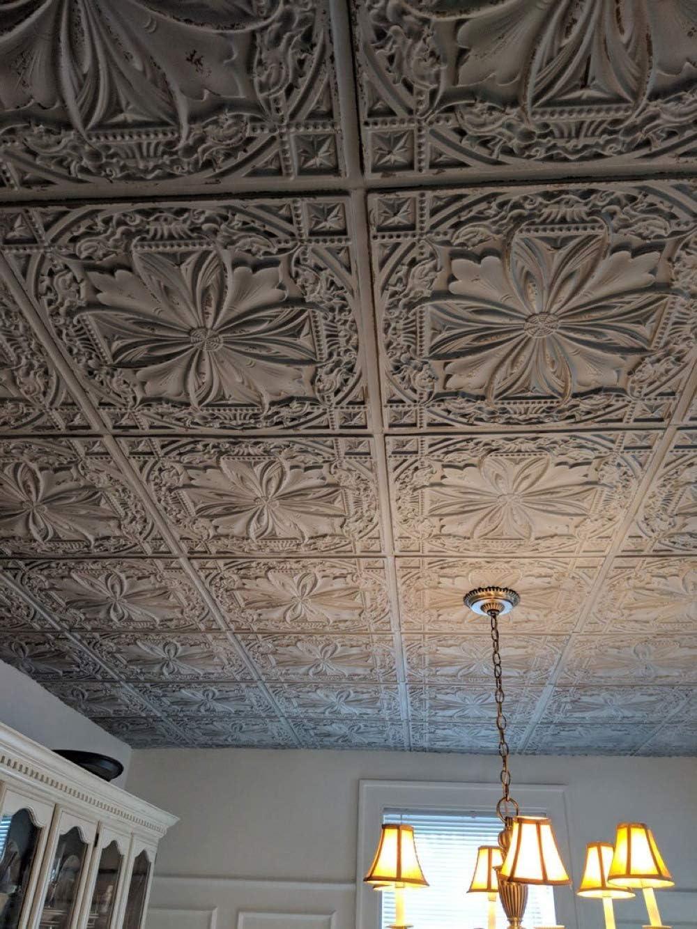 FromPlainToBeautifulInHours Milan 24'' L x 24'' W Textured PVC Drop-In & Glue Up Ceiling Tile Ceiling Tile (Set of 25)