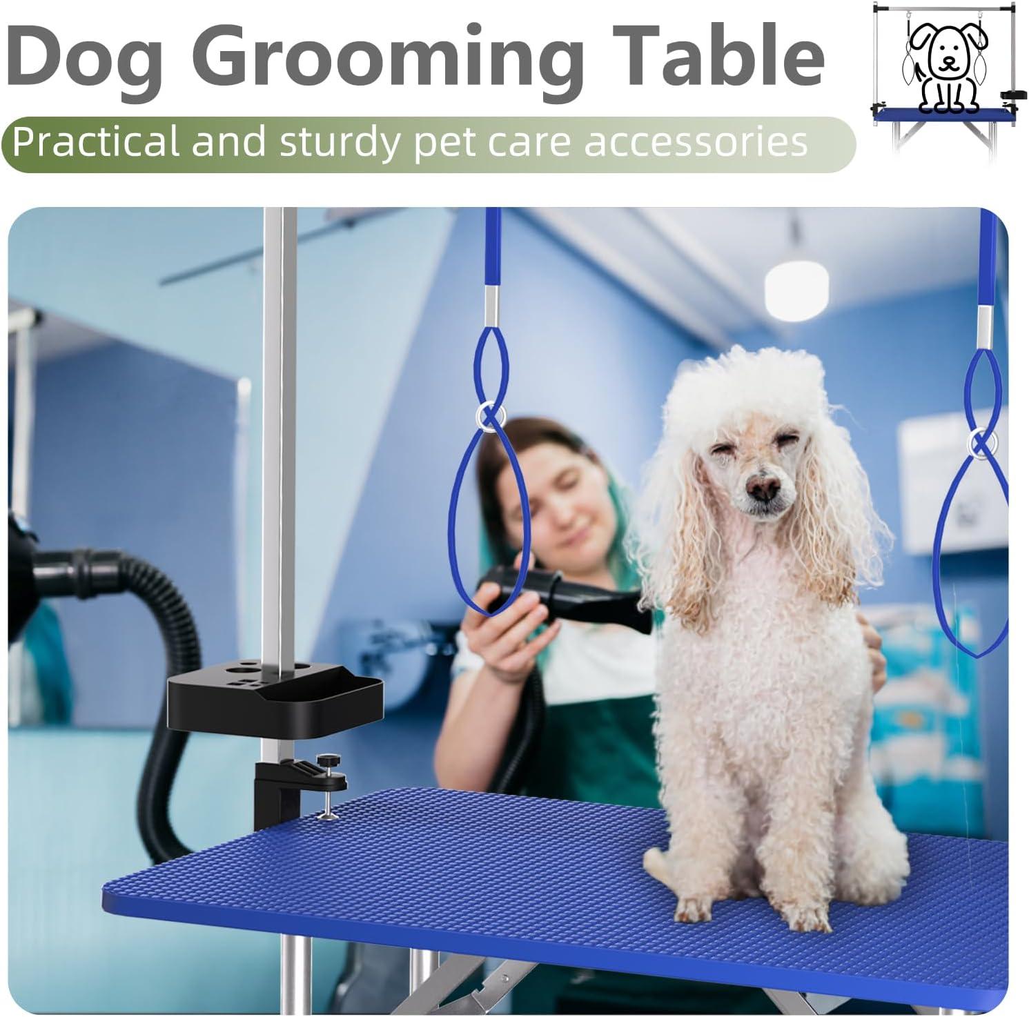 36" Professional Adjustable Pet Grooming Table Heavy Duty with Arm & Nosse & Mesh Tray for Large Dog Cat Shower Table Bath Station, Maximum Capacity Up to 330 LBS