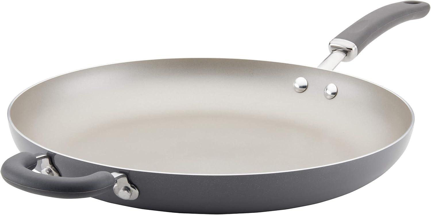 Gray Aluminum Nonstick Fry Pan with Helper Handle, 14.5 Inch