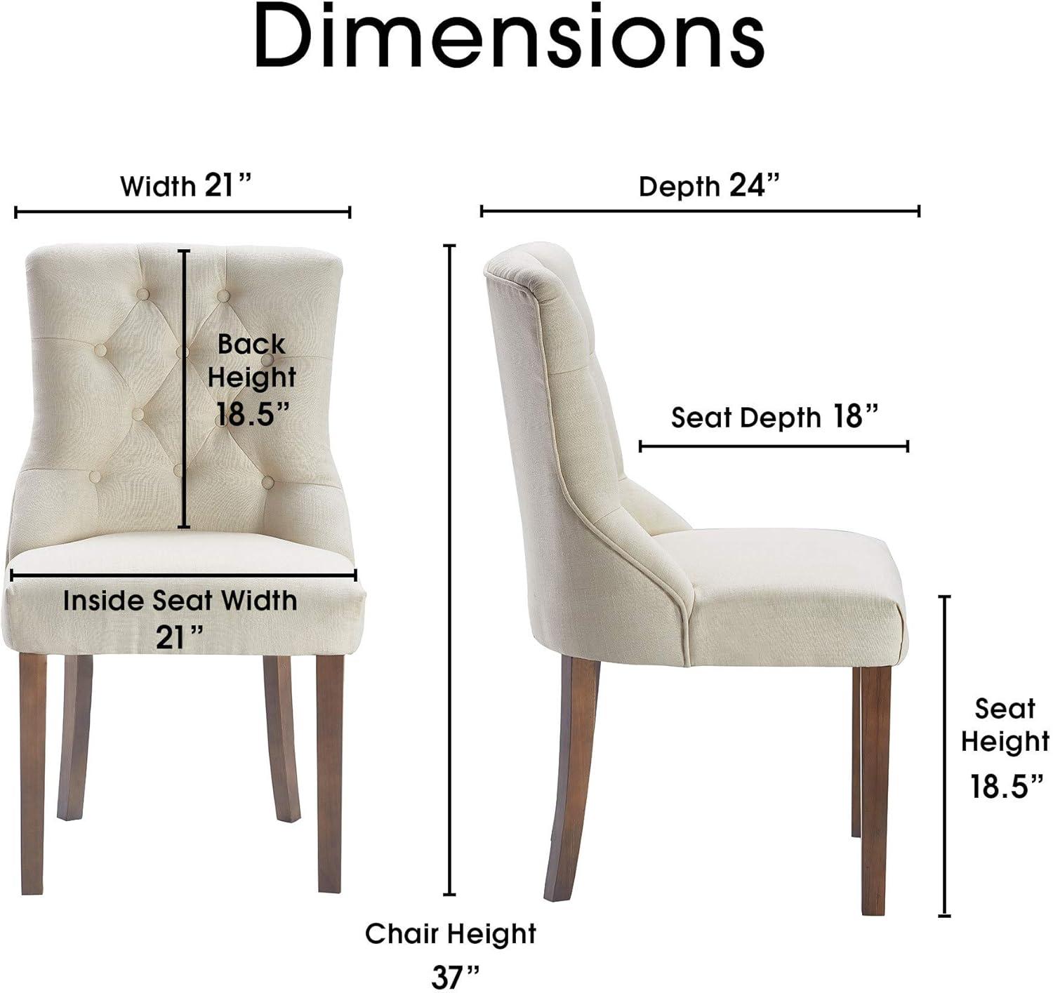 Set of 2 Elmhurst Tufted Side Chair Vintage Cream - Finch: Upholstered, Contoured Back, Wooden Legs