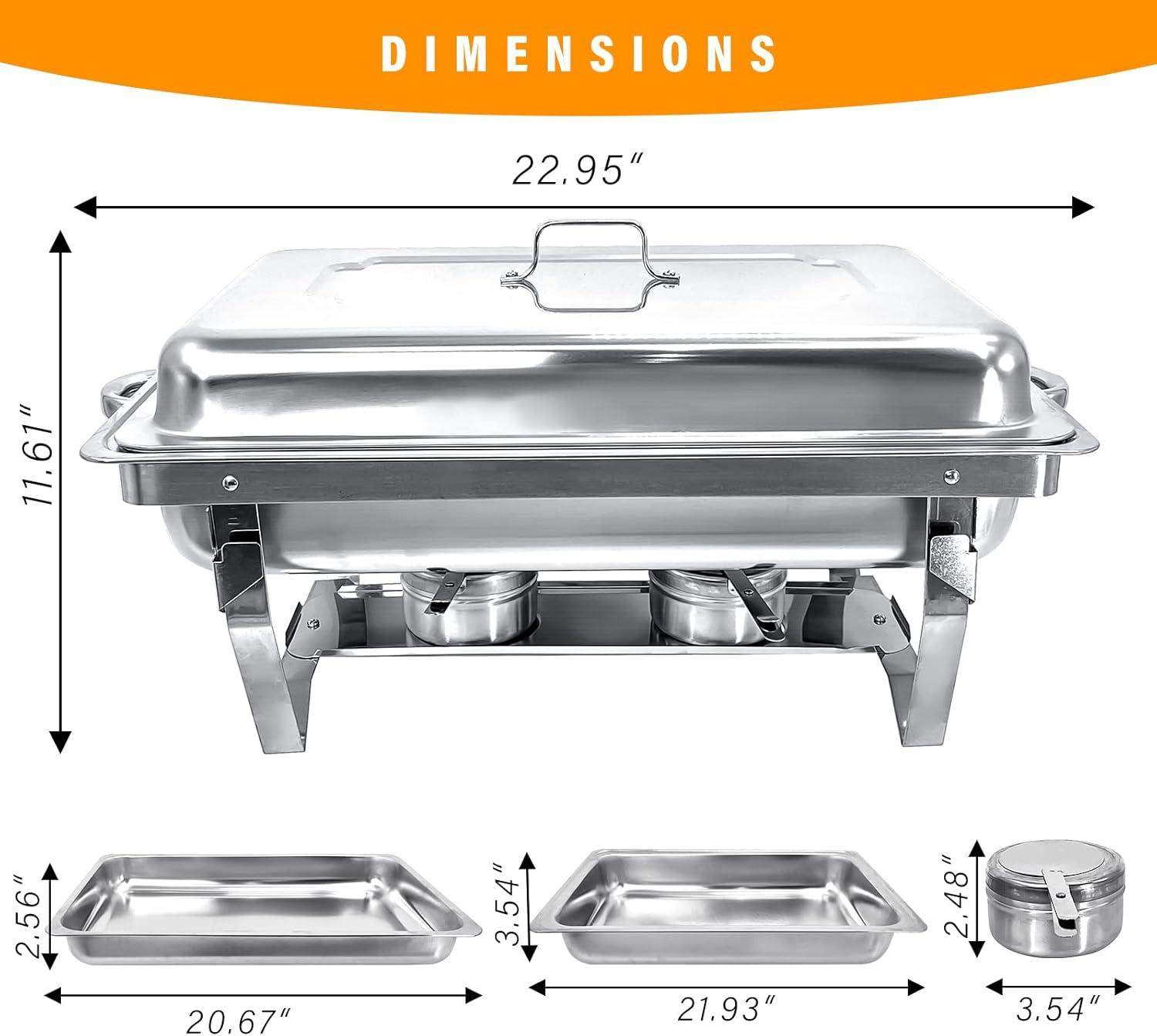 The Party Aisle™ Chafing Dishes For Buffet 4 Pack, 8 Qt Stainless Steel Chafers And Buffet Warmers Sets With Lid, Rectangle Serving Food Warmer Catering Supplies Buffet Display For Parties