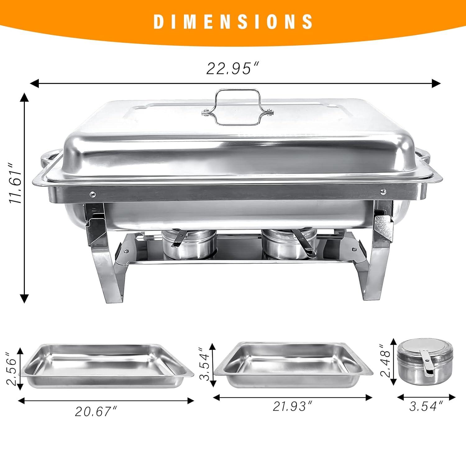 The Party Aisle™ Chafing Dishes For Buffet 4 Pack, 8 Qt Stainless Steel Chafers And Buffet Warmers Sets With Lid, Rectangle Serving Food Warmer Catering Supplies Buffet Display For Parties