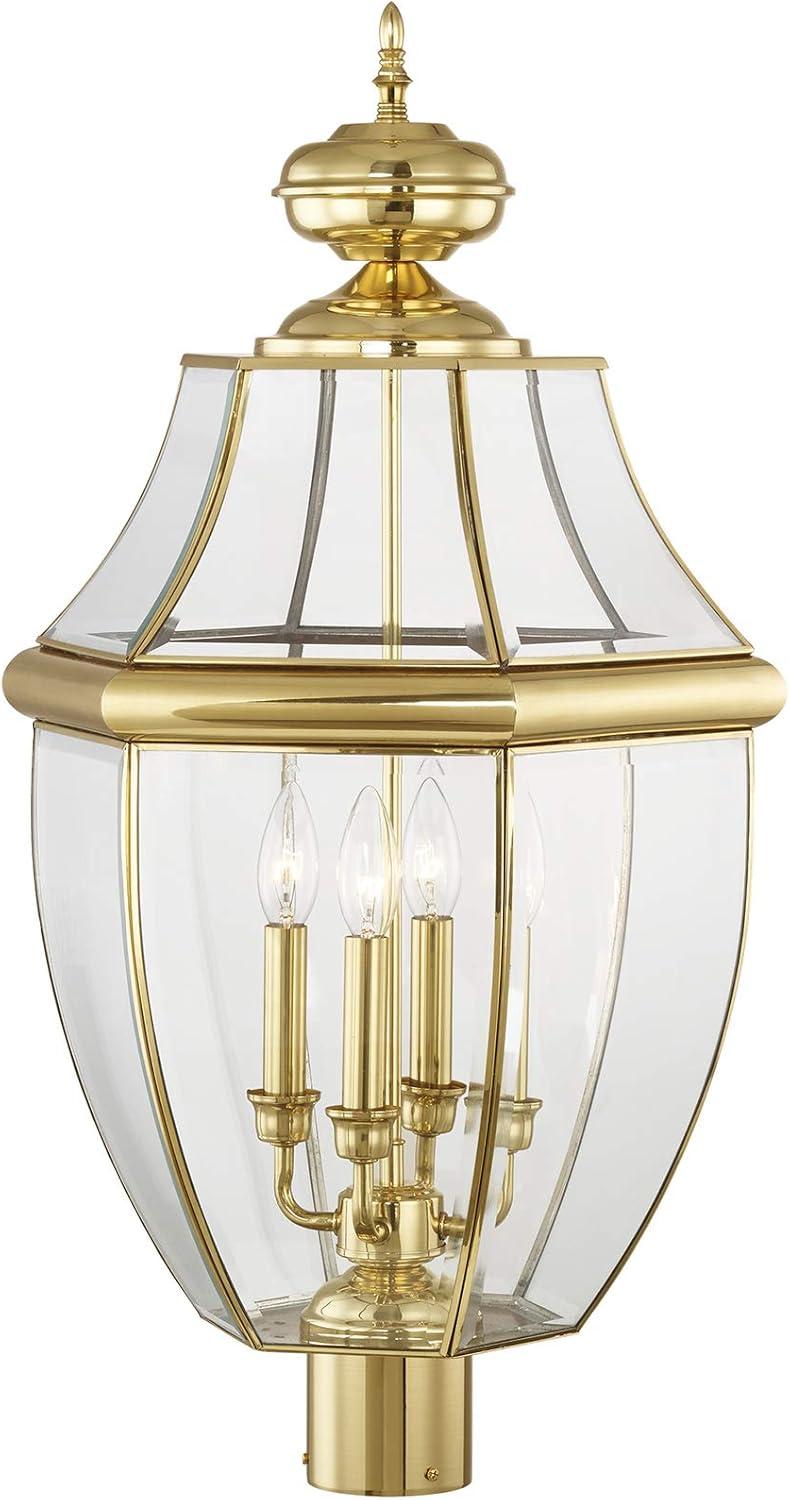 Lighting Lumens 4 Light Outdoor Post Lantern Pendant Lighting Fixture - Clear Beveled Glass Shade