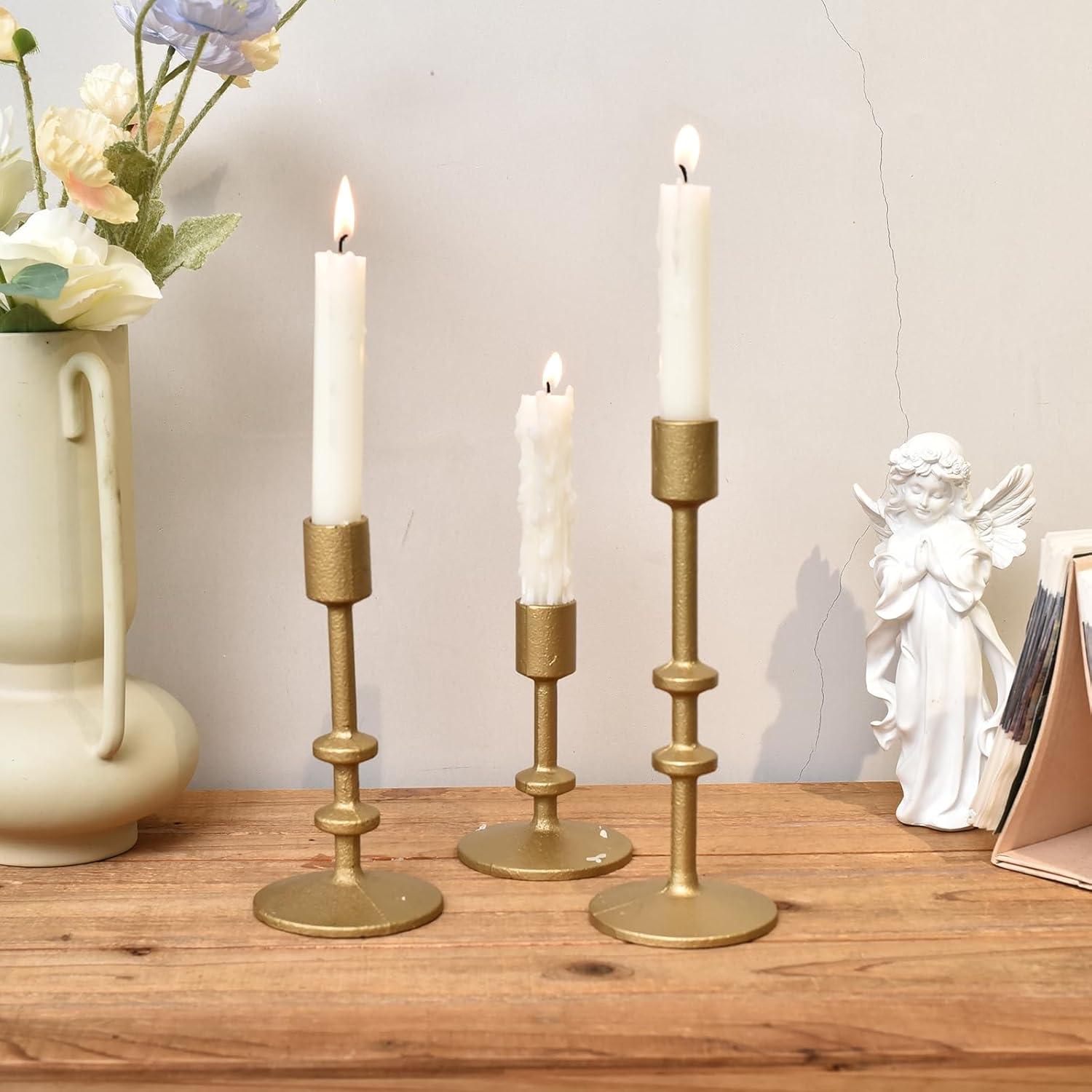 3 Piece Aluminum Tabletop Candlestick Set