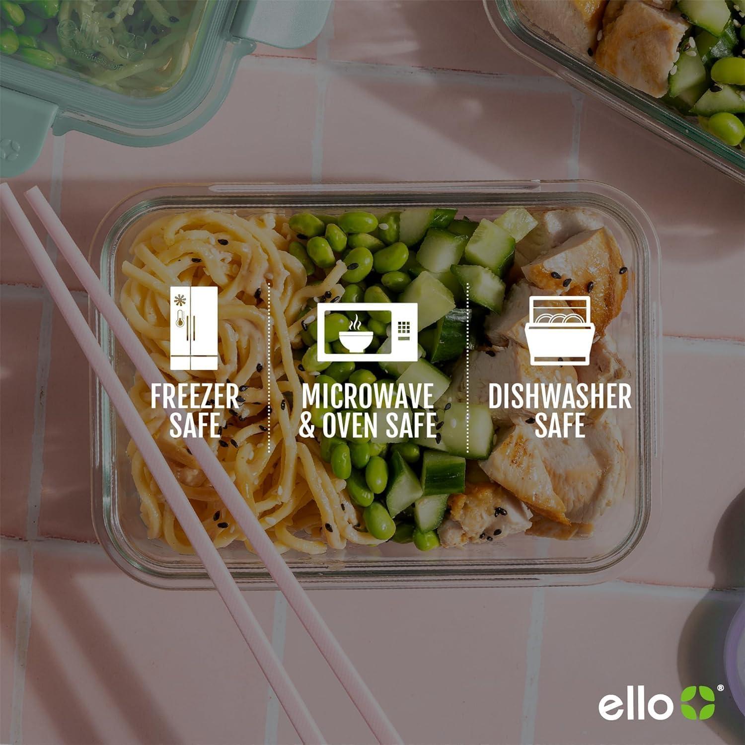 Ello 6pc Glass Condiment Color Lock Food Storage Container Set: Microwave & Oven Safe, Multicolored Lids