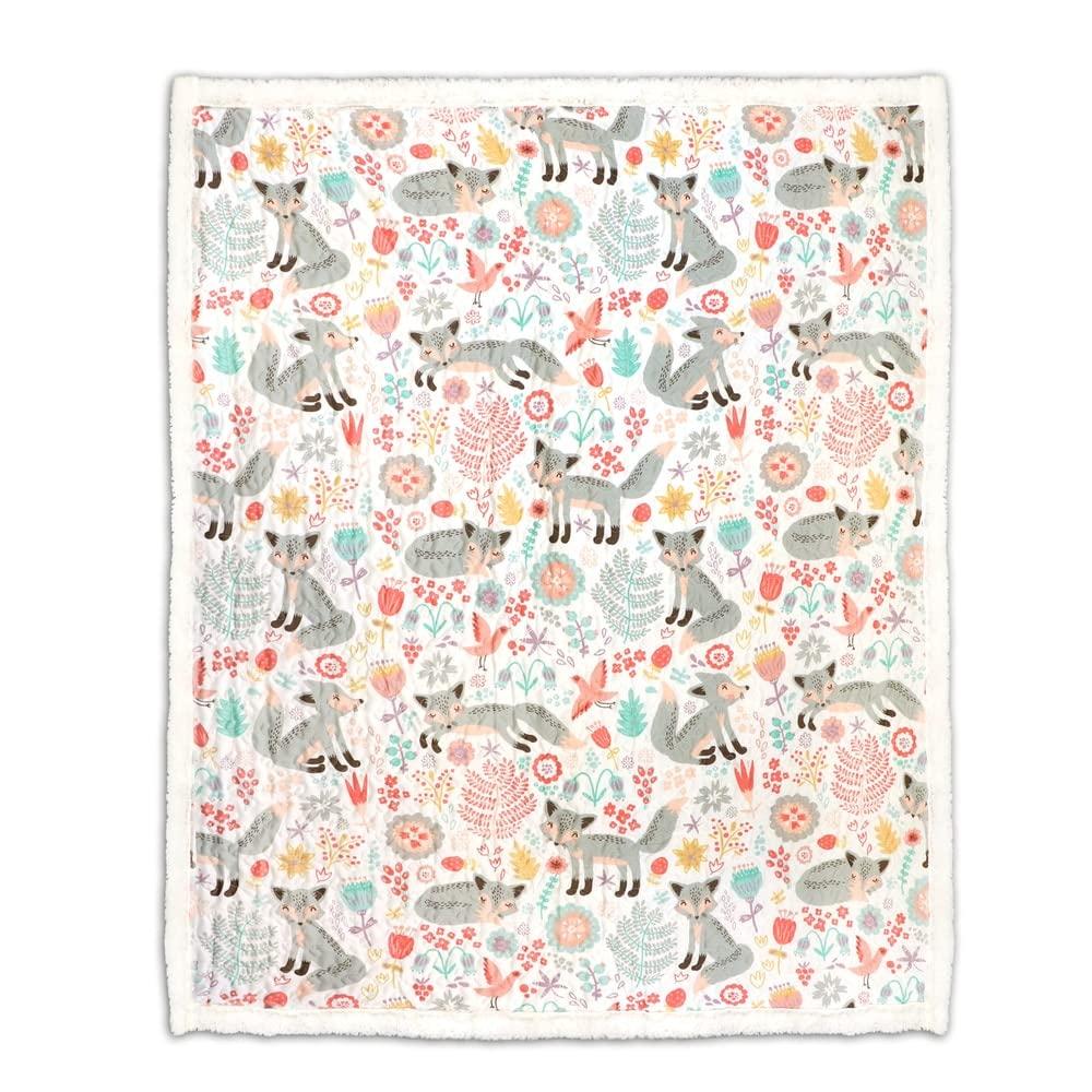 50"x60" Kids' Pixie Fox Faux Shearling Throw Gray/Pink - Lush Décor: Microfiber Kids Blanket, Breathable, Low Pilling