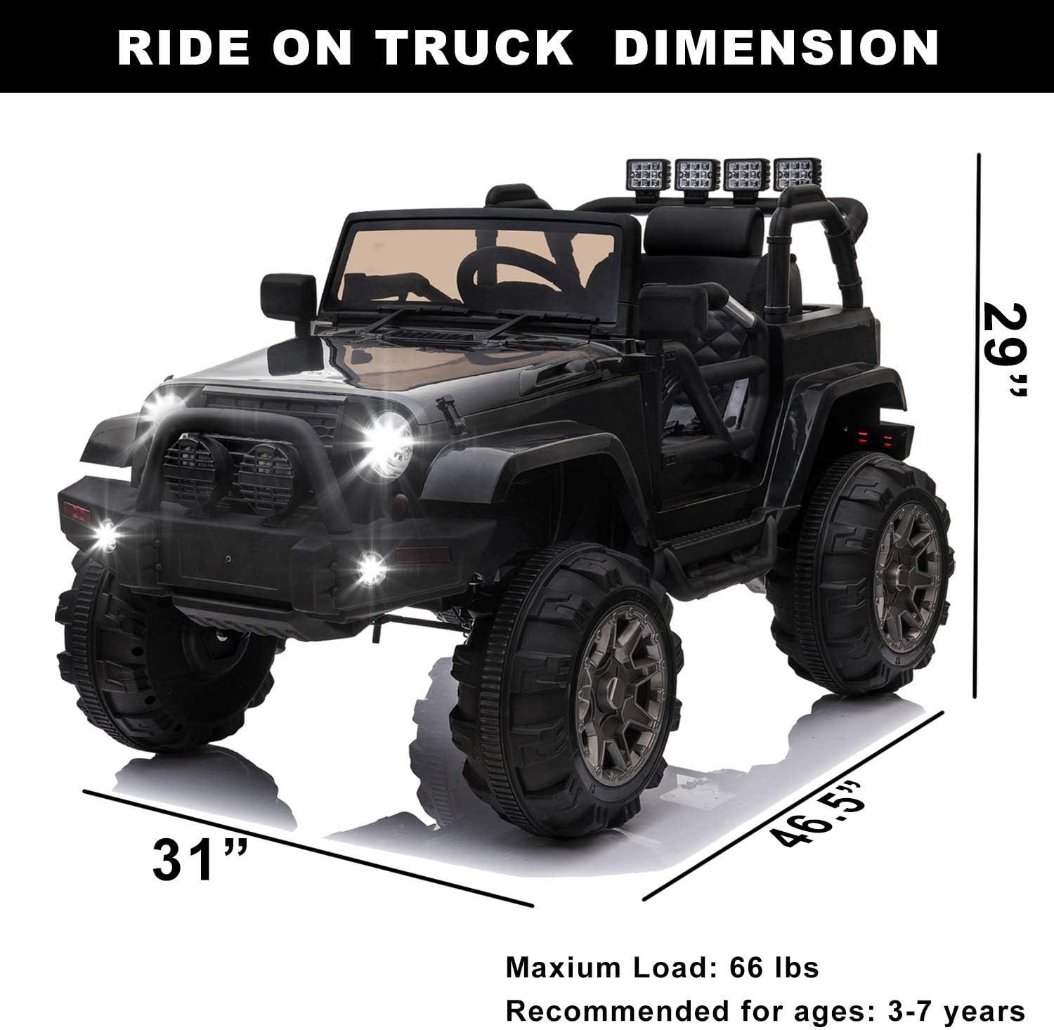 Ancheer 24V Real 2 Seater Ride On Toys Electric SUV Jeep Car With Remote Control,2WD/4WD Switchable, 4X100W Motor, Bluetooth, Music, USB, Lights