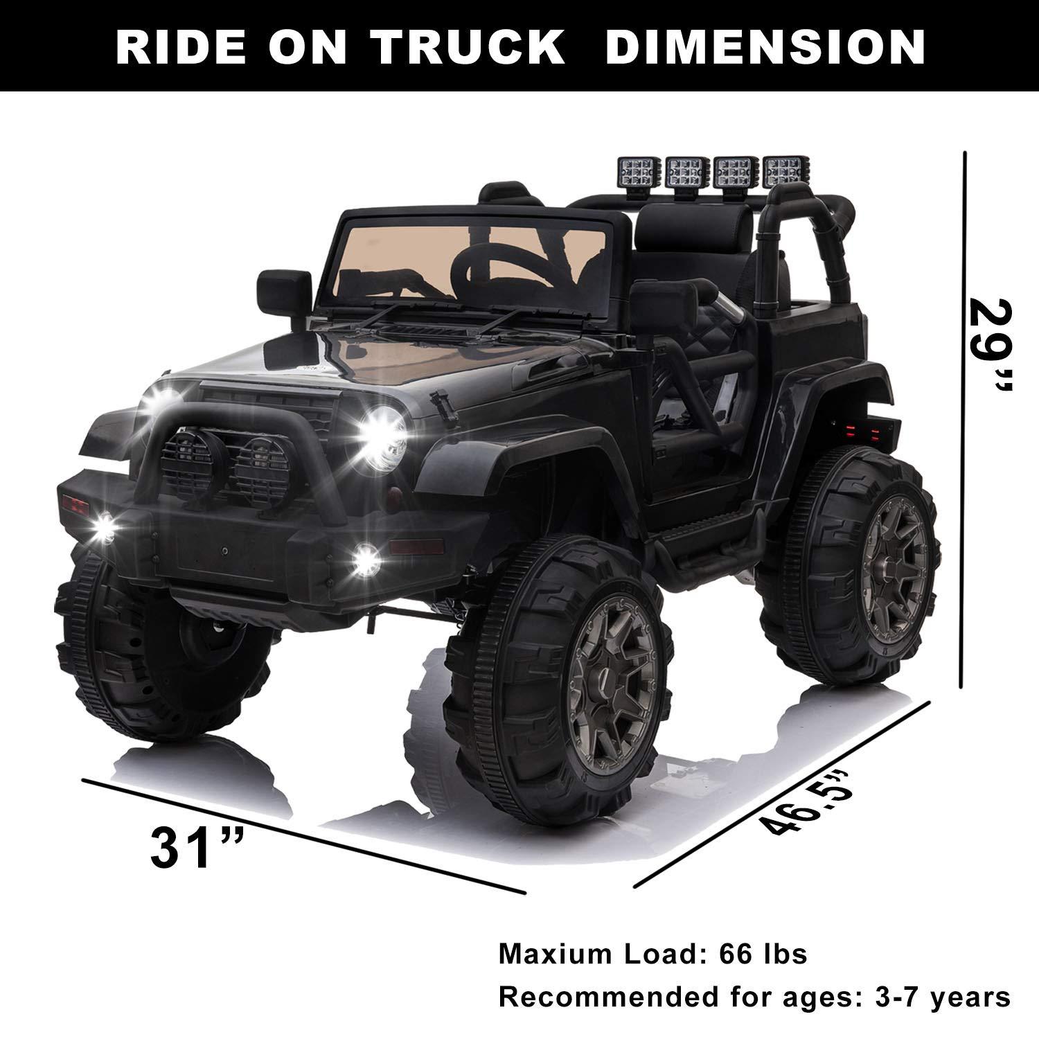 Ancheer 24V Real 2 Seater Ride On Toys Electric SUV Jeep Car With Remote Control,2WD/4WD Switchable, 4X100W Motor, Bluetooth, Music, USB, Lights