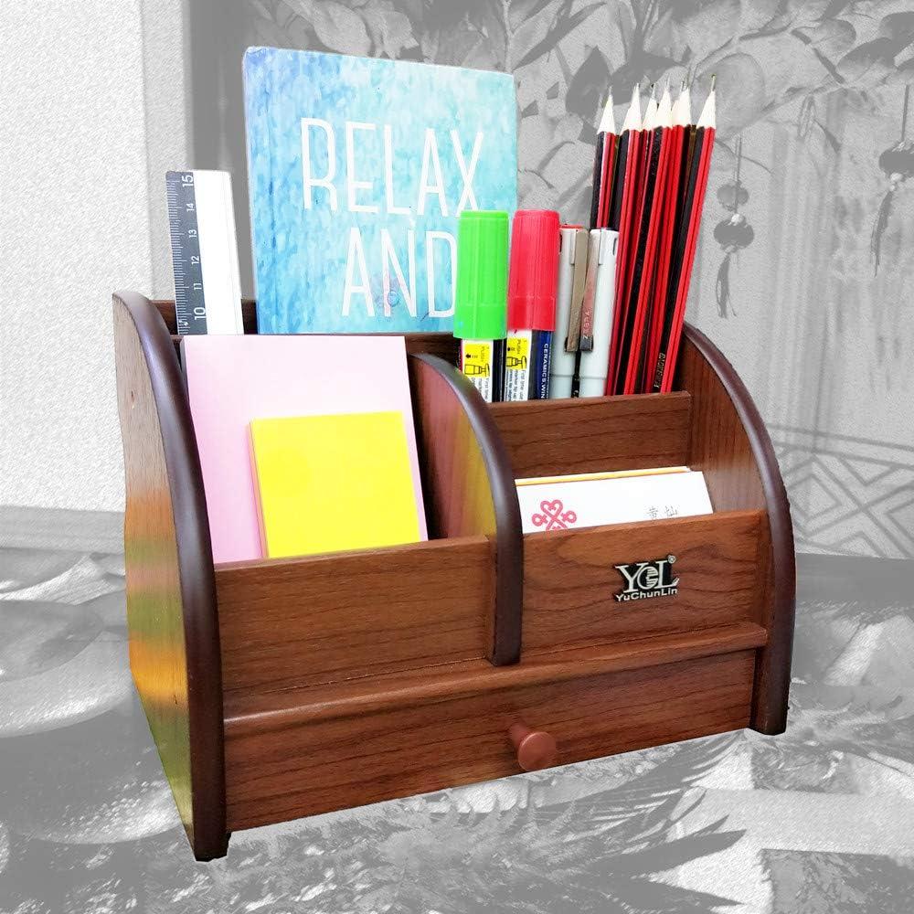 Wood remote control storage box with slender drawer for home & office desk organizer pen/pencil holder makeup and other small items organization YCL825