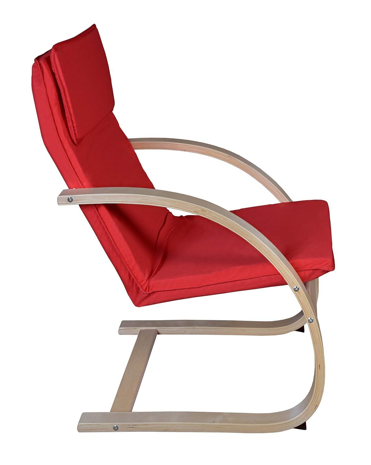 Niche Mia Bentwood Reclining, Lounge, Rocking Chair- Natural/ Red