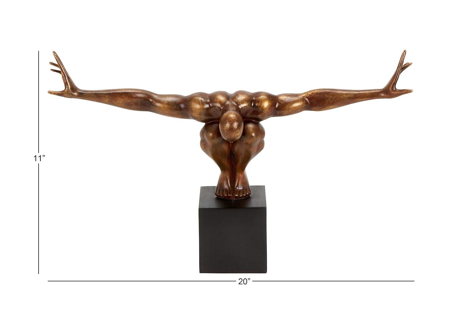 Red Barrel Studio® Cleophis Polystone Diver Decorative Bronze Sculpture with Black Base