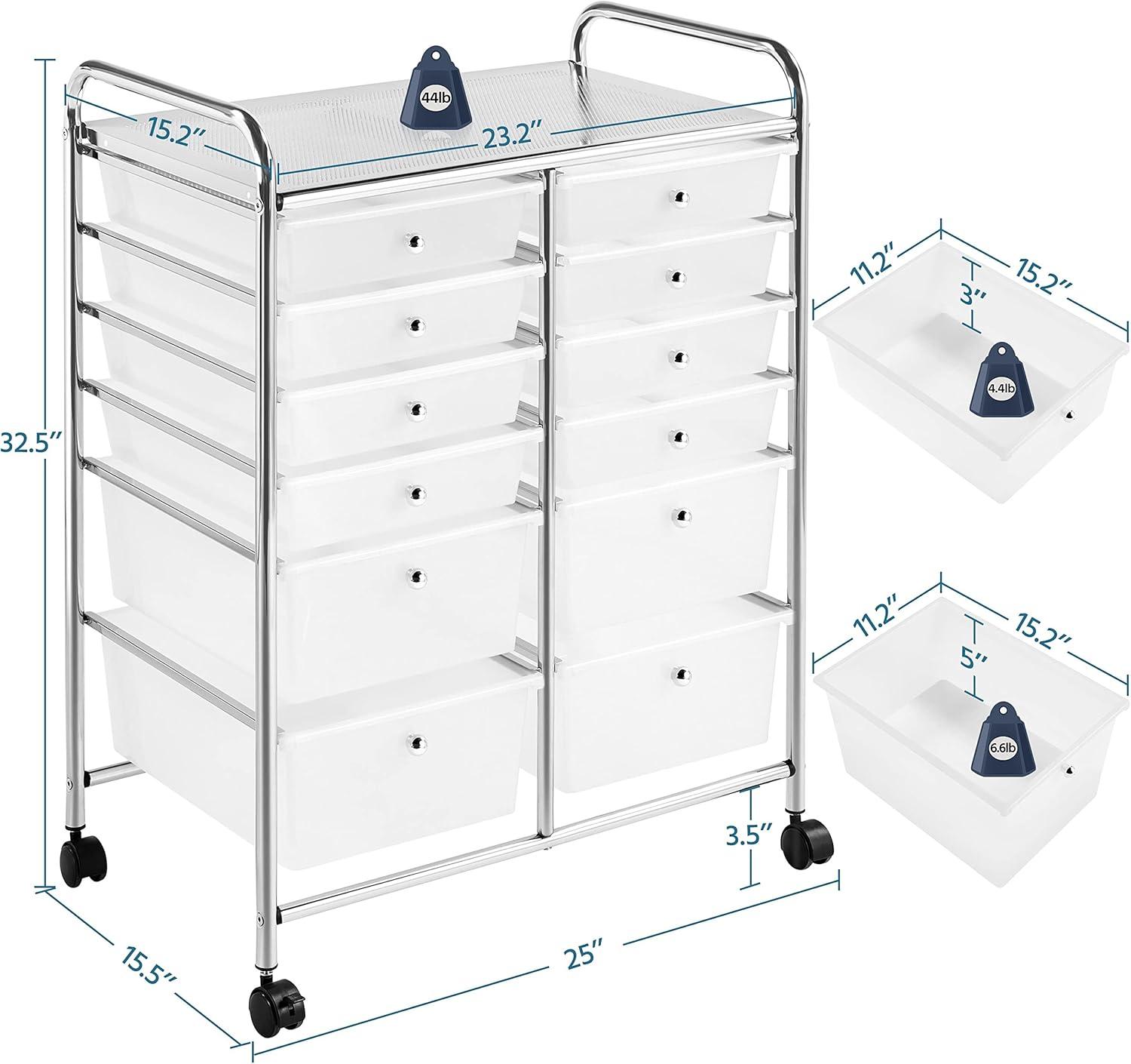 Yaheetech Drawers Rolling Storage Cart Mobile Storage Bin Trolley