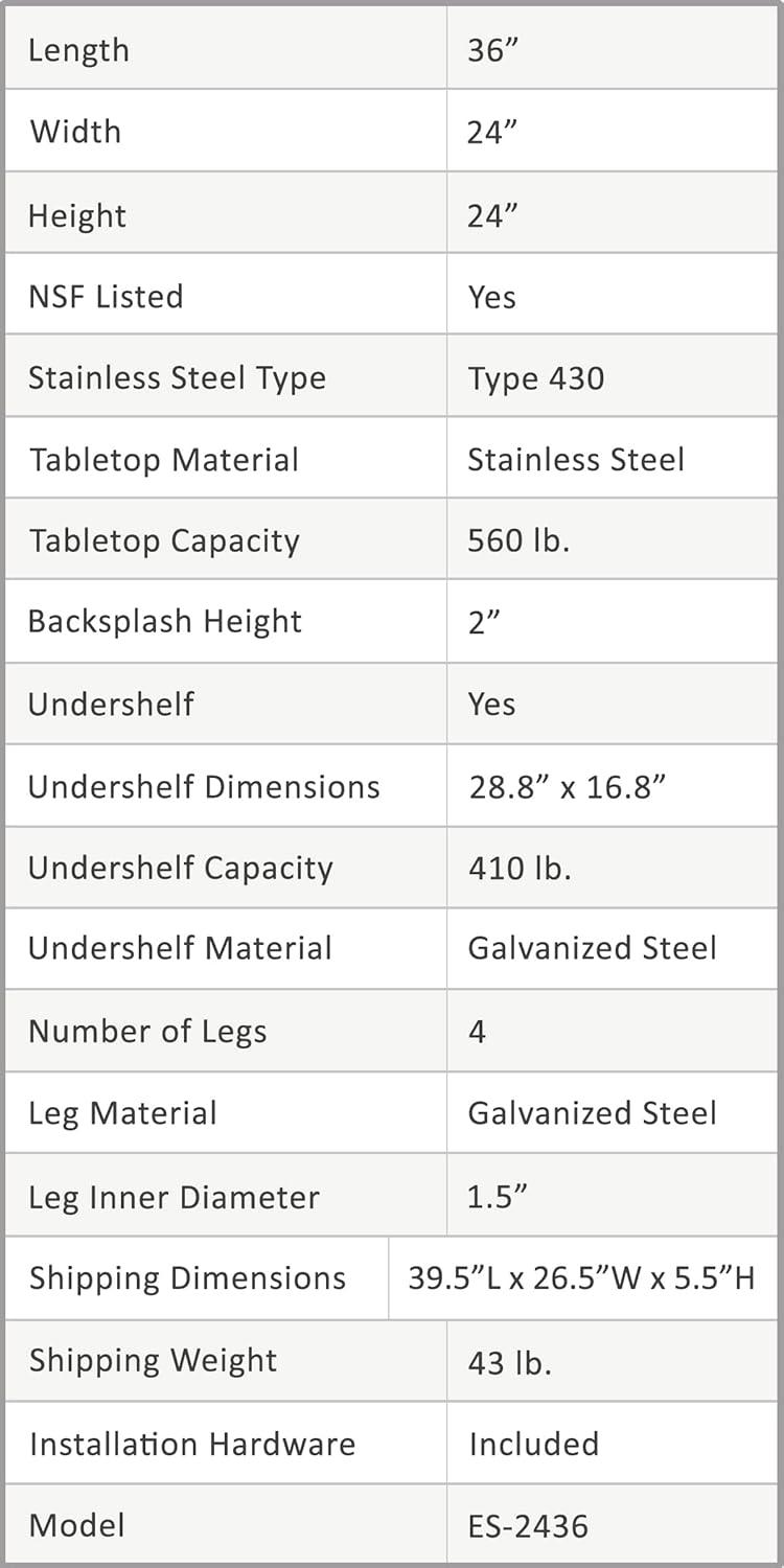 Stainless Steel Equipment Stand - Heavy Duty, Commercial Grade, with Undershelf, NSF Certified