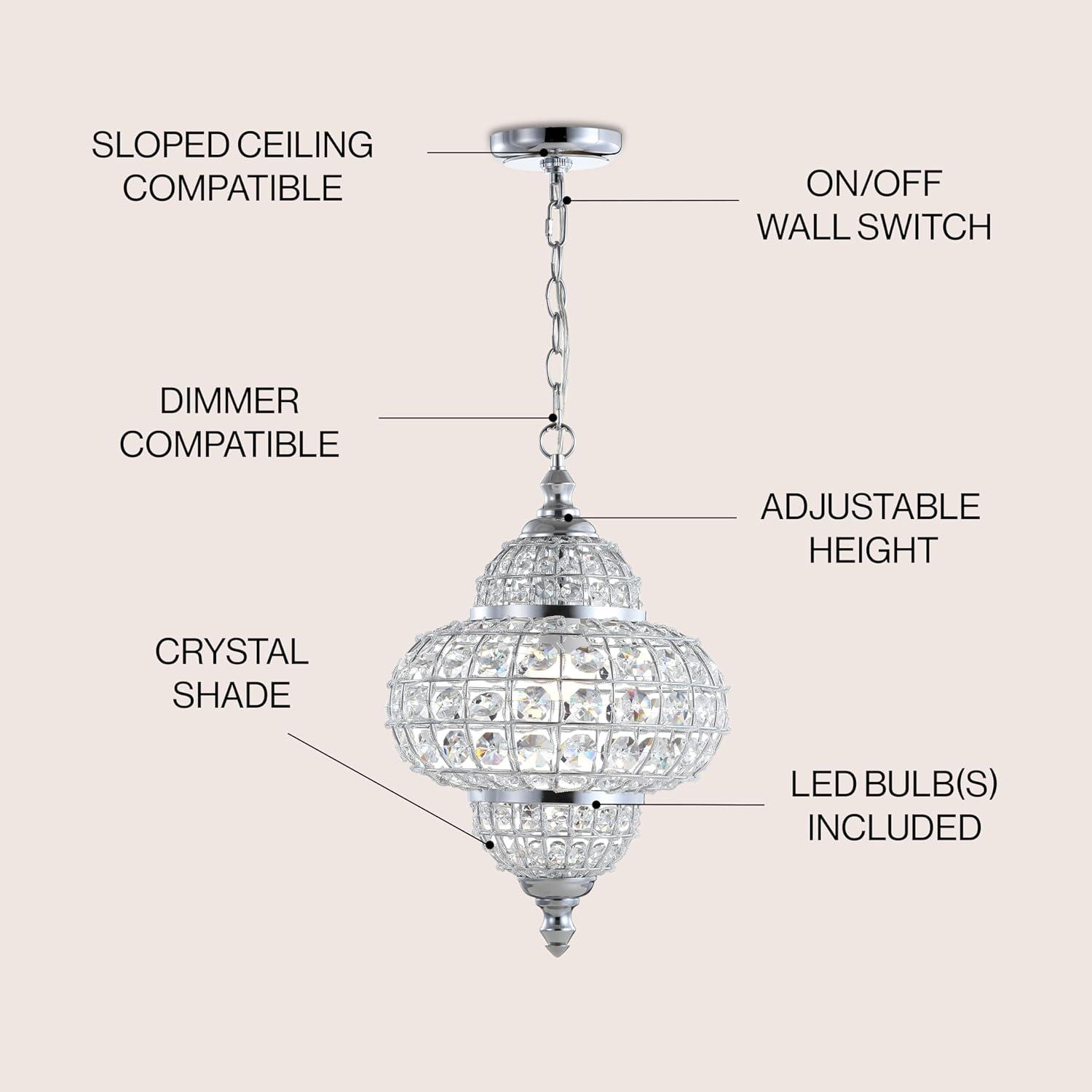 Juliette 12" Crystal/Metal LED Pendant Pendant, Chrome