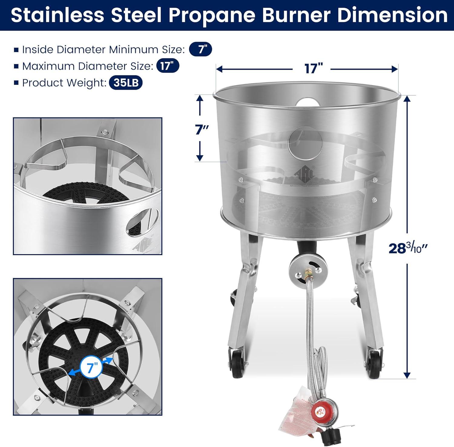 Stainless Steel Outdoor Single Burner Propane Cooker with Wheels