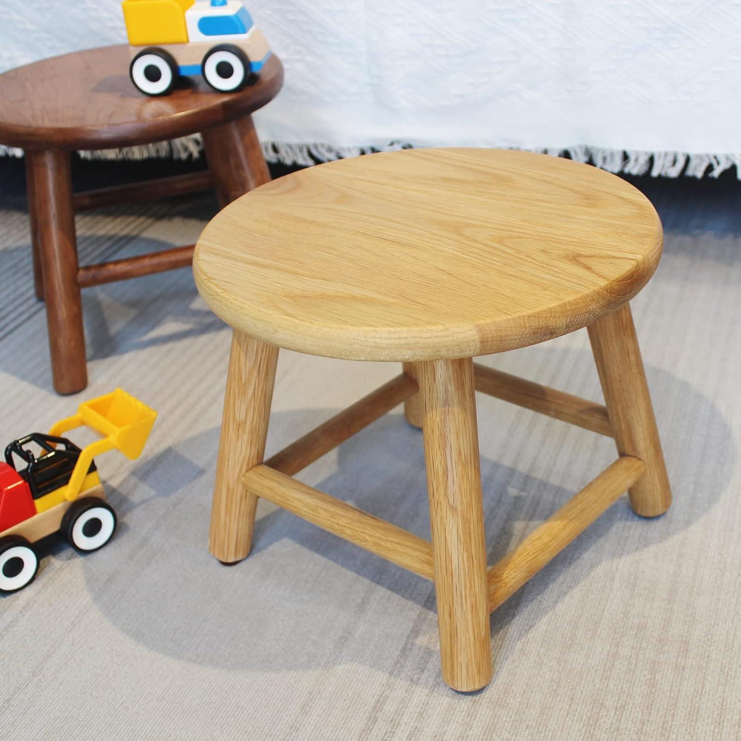 Natural Oak Handcrafted Solid Wood Kids Stool