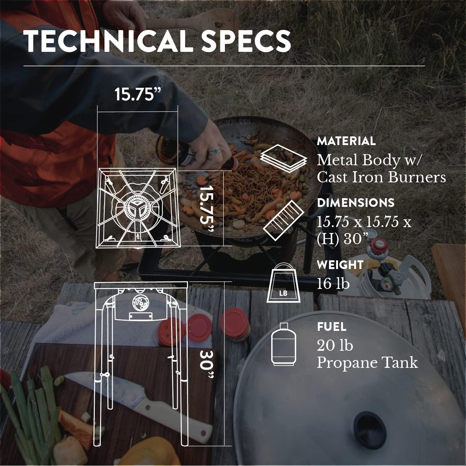 GasOne Propane Single Burner Camp Stove & Red QCC Braided Stainless Steel Regulator with Height
