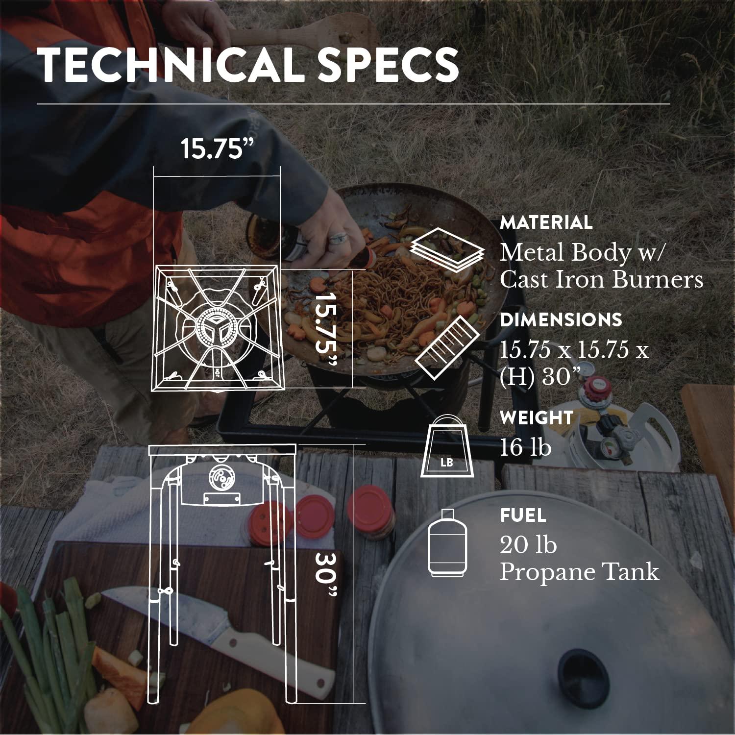GasOne Propane Single Burner Camp Stove & Red QCC Braided Stainless Steel Regulator with Height