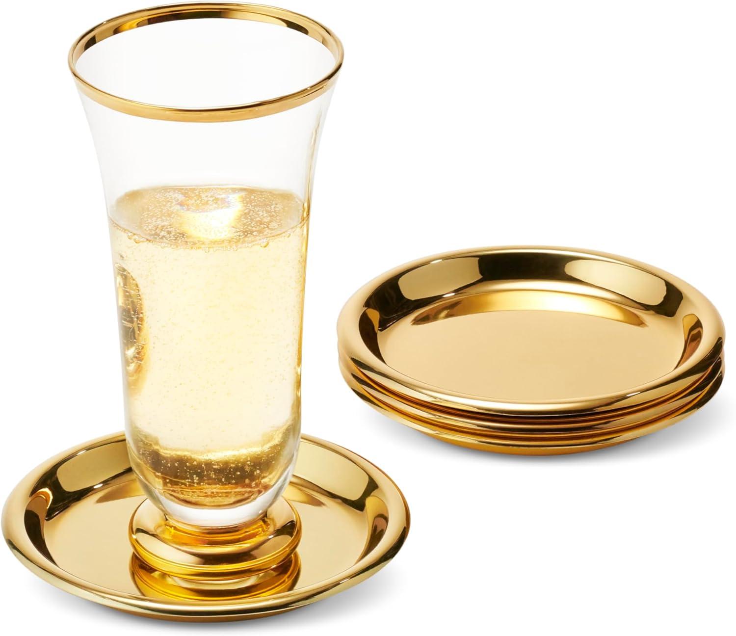 Marzia Metal Round 4 Piece Coaster Set (Set of 4)