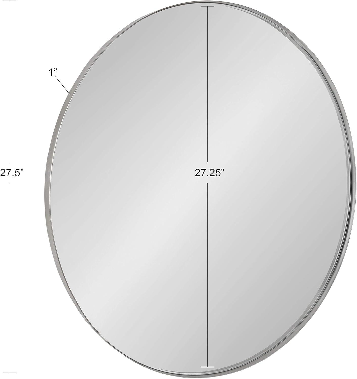 Kate & Laurel All Things Decor 28" Rollo Round Wall Mirror Silver: Modern Metal Frame, No Assembly Required
