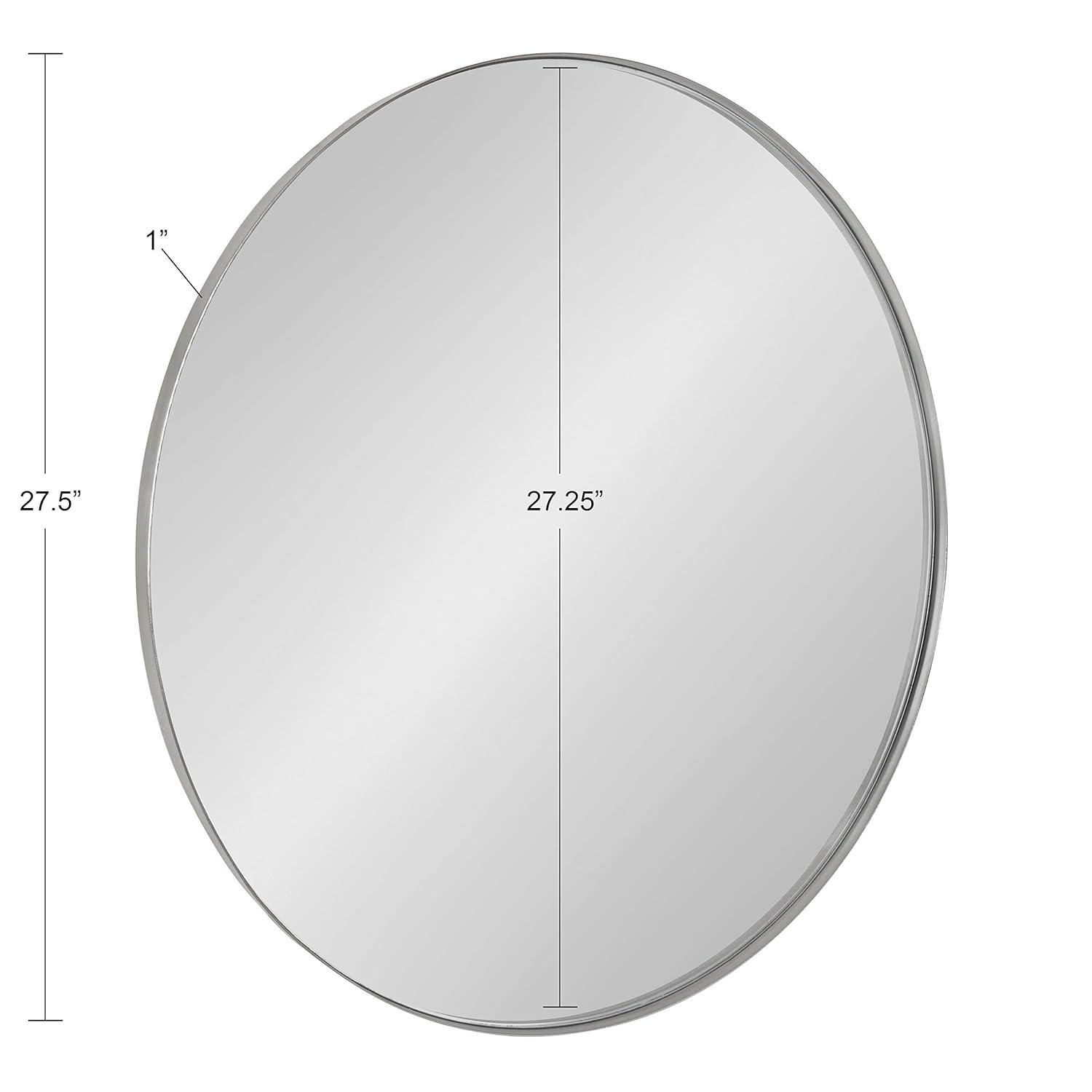 Kate & Laurel All Things Decor 28" Rollo Round Wall Mirror Silver: Modern Metal Frame, No Assembly Required