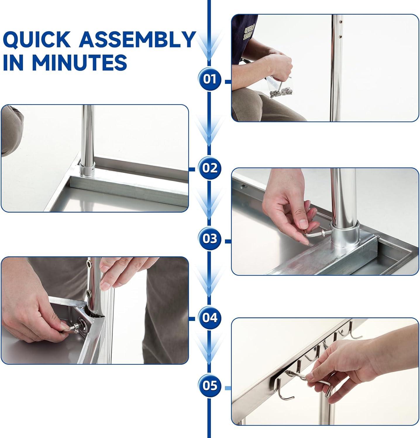 GRIDMANN NSF Stainless Steel Commercial Prep Table By GRIDMANN