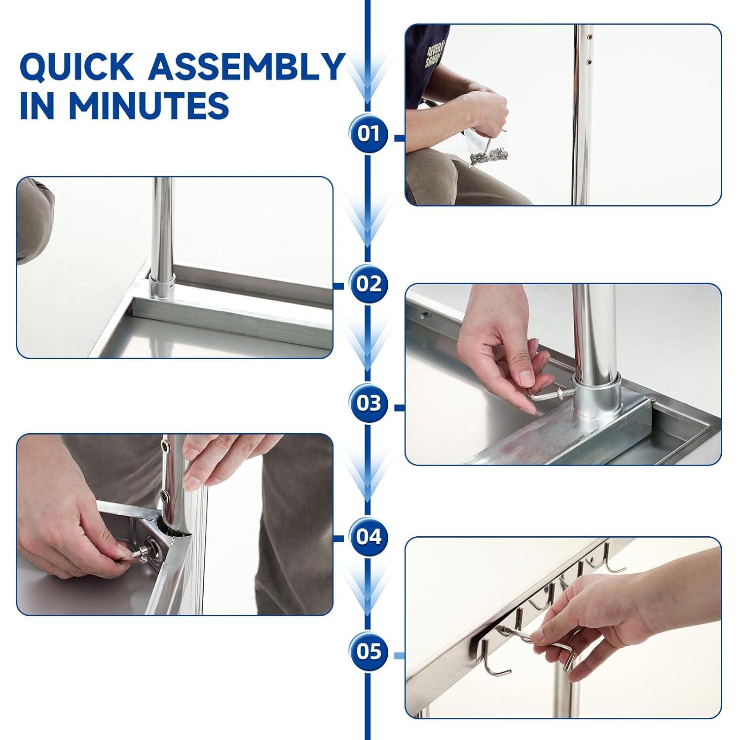 GRIDMANN NSF Stainless Steel Commercial Prep Table By GRIDMANN