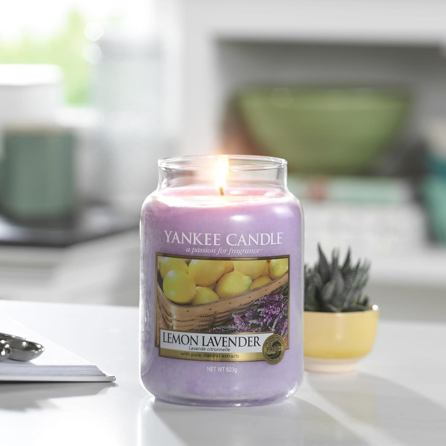 Yankee Candle Lemon Lavender Scented, Classic 22oz Large Jar Single Wick Candle, Over 110 Hours of Burn Time