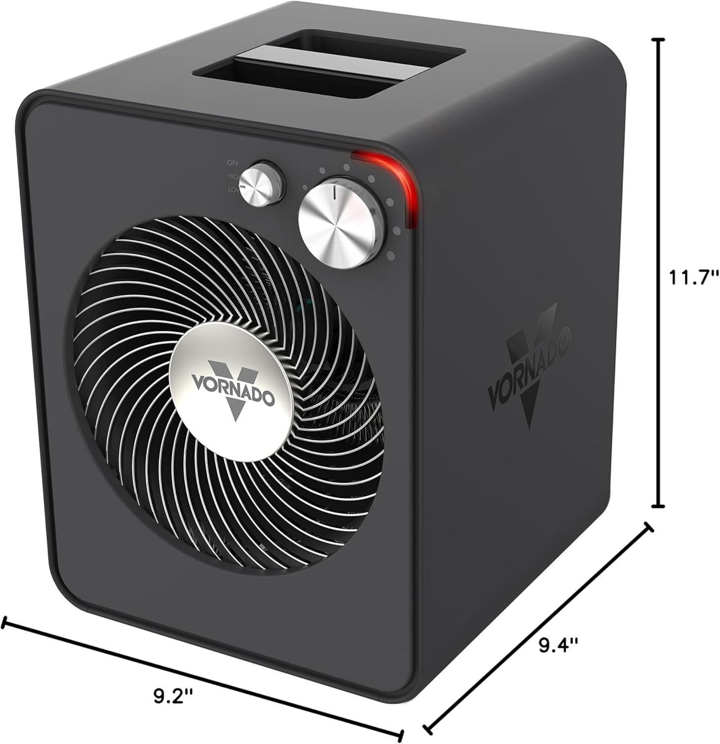 Vornado VMHi300 Heater: Portable Electric Space Heater, Adjustable Thermostat, Metal Frame, 1500W, ETL Listed, Gray