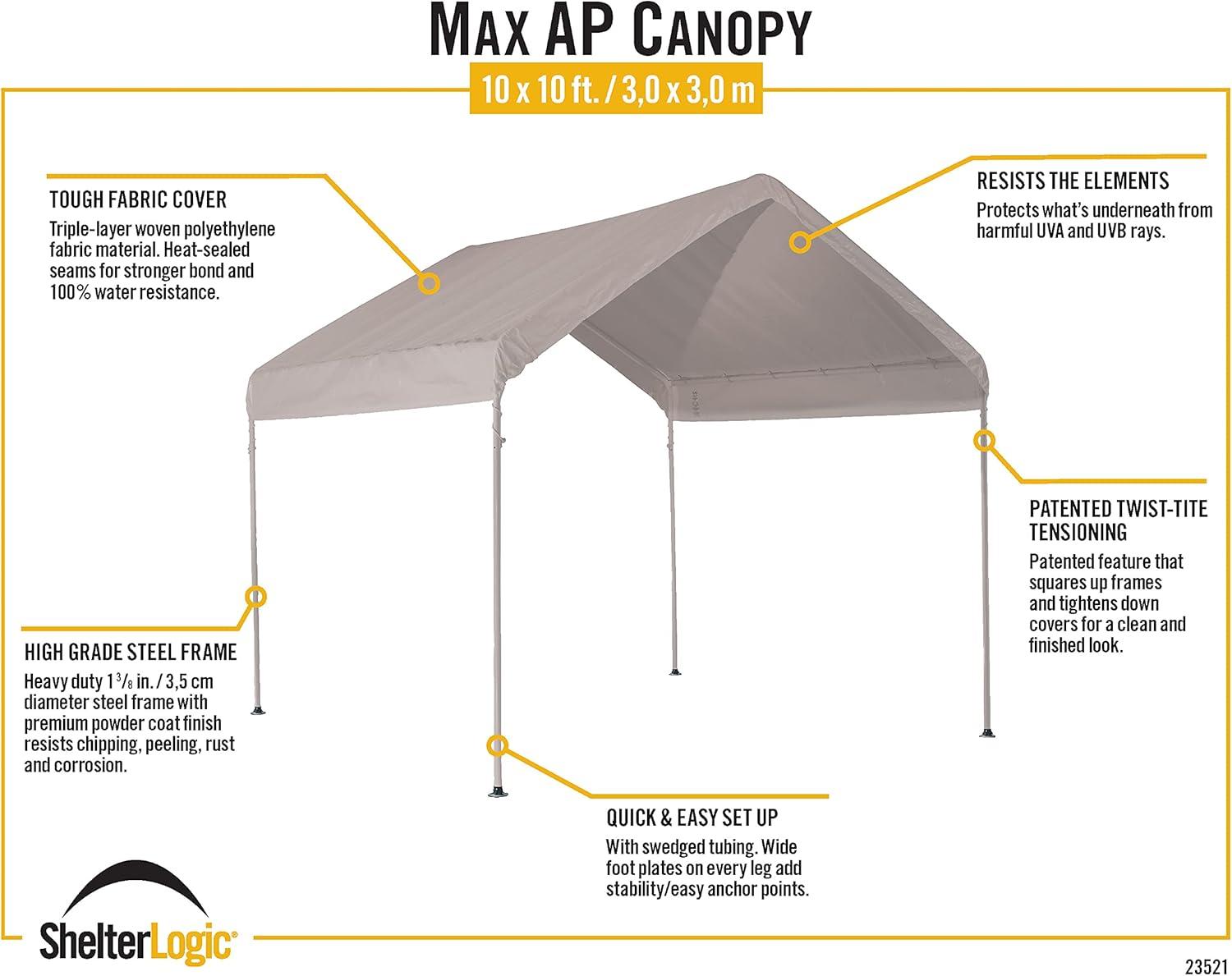 Max AP 10 Ft. W x 10 Ft. D Steel Pop-Up Canopy