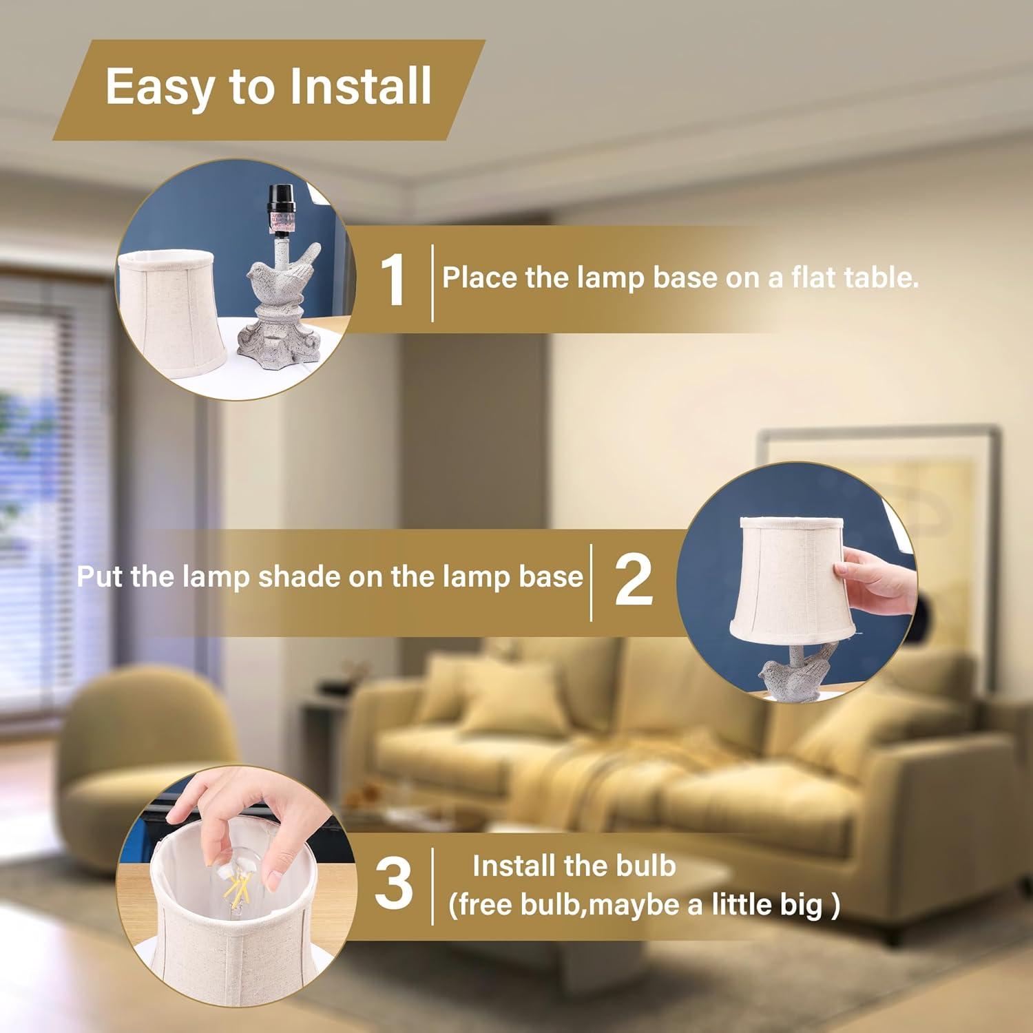 Ophelia & Co. Small Table Lamp Set Of 2 Farmhouse Table Lamps UL Bedside Nightstand Resin Lamps Bird Shape For Bedroom, Living Room, Rustic Vintage, Home Office