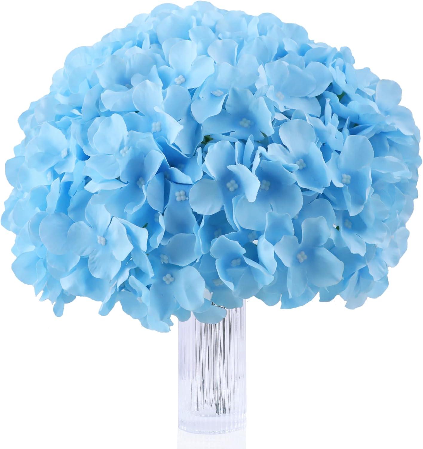 TITOUMI Hydrangea Silk Flowers Heads Blush Pack of 10 Full Hydrangea Flowers Artificial with Stems for Wedding Home Party Shop Baby Shower Décor