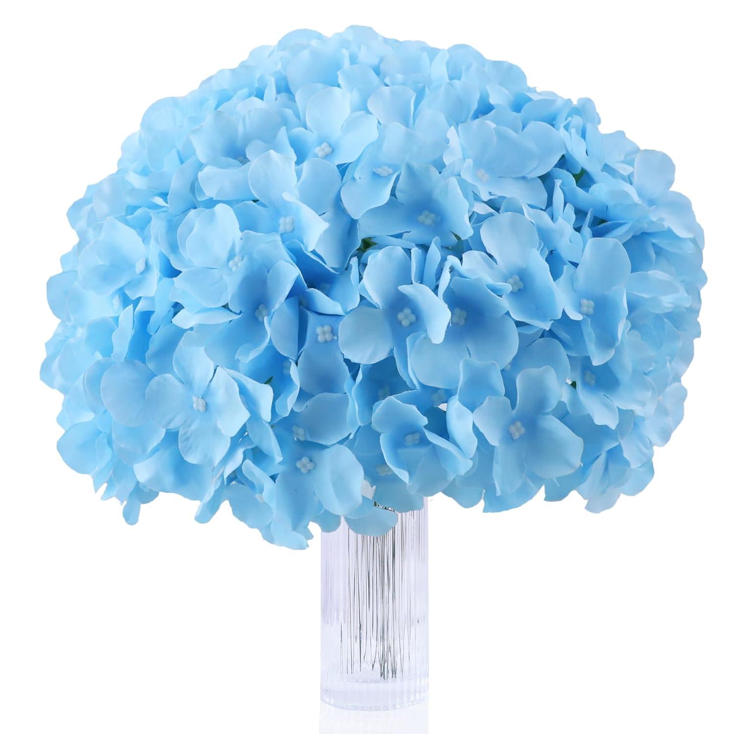 TITOUMI Hydrangea Silk Flowers Heads Blush Pack of 10 Full Hydrangea Flowers Artificial with Stems for Wedding Home Party Shop Baby Shower Décor