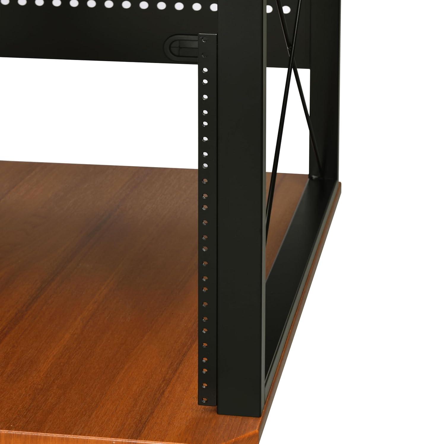 Acme Furniture Megara 72" Decorative Bookshelf Cherry and Black: Sturdy Metal Frame, Wood Composite Surface, Open Storage Shelf