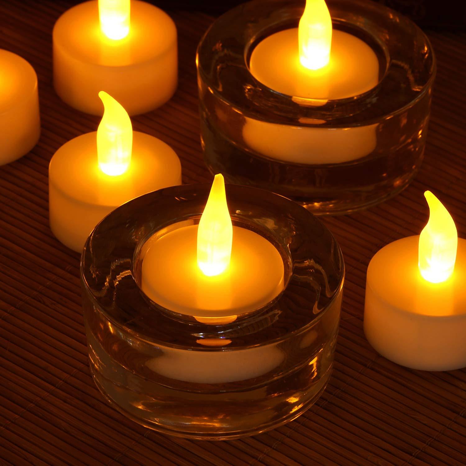 Novelty Place 12 Pcs Flameless LED Tea Light Candles Flickering Electric Tealight Candles Battery-Powered