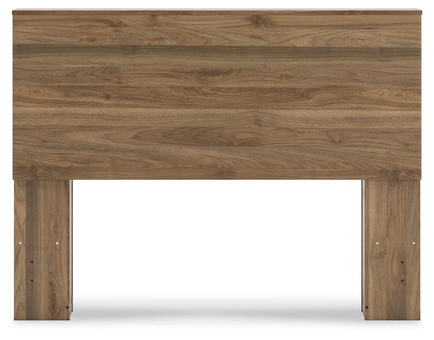 Full Brown Wood Bookcase Headboard with Storage