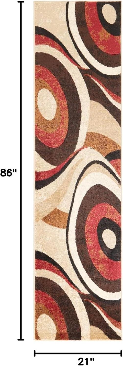 Home Dynamix Slade Contemporary Abstract Runner Area Rug, Brown/Red, 1'9"x7'2"