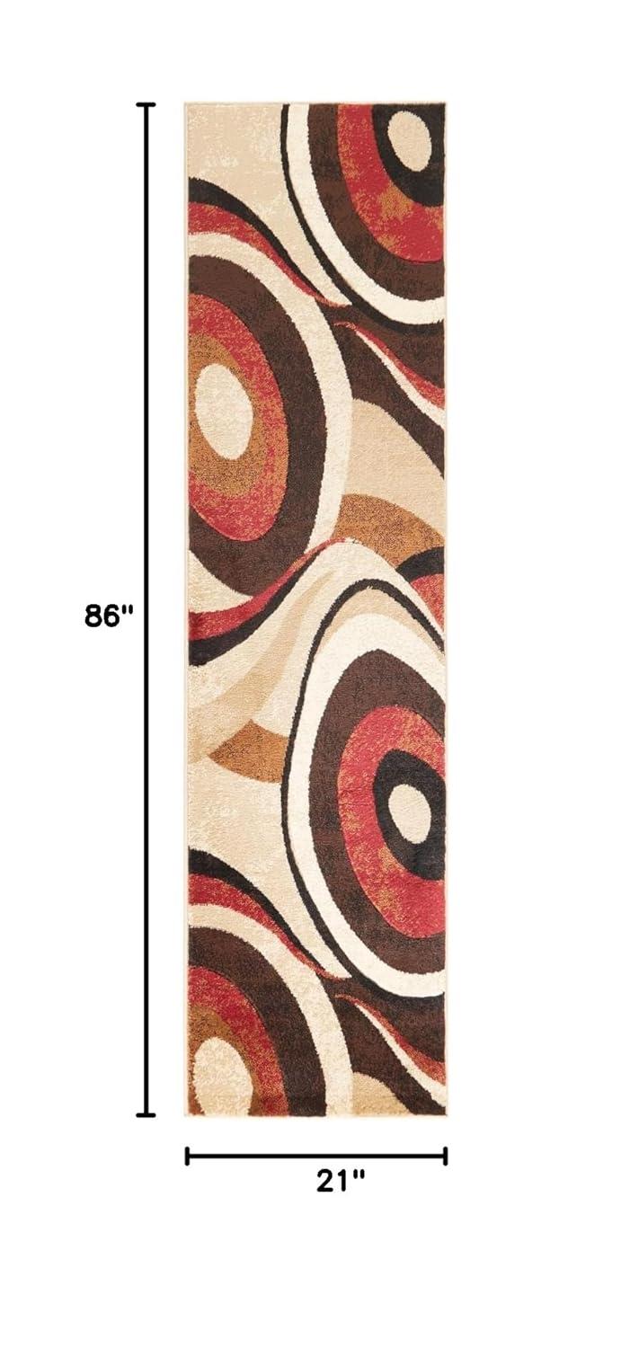 Home Dynamix Slade Contemporary Abstract Runner Area Rug, Brown/Red, 1'9"x7'2"