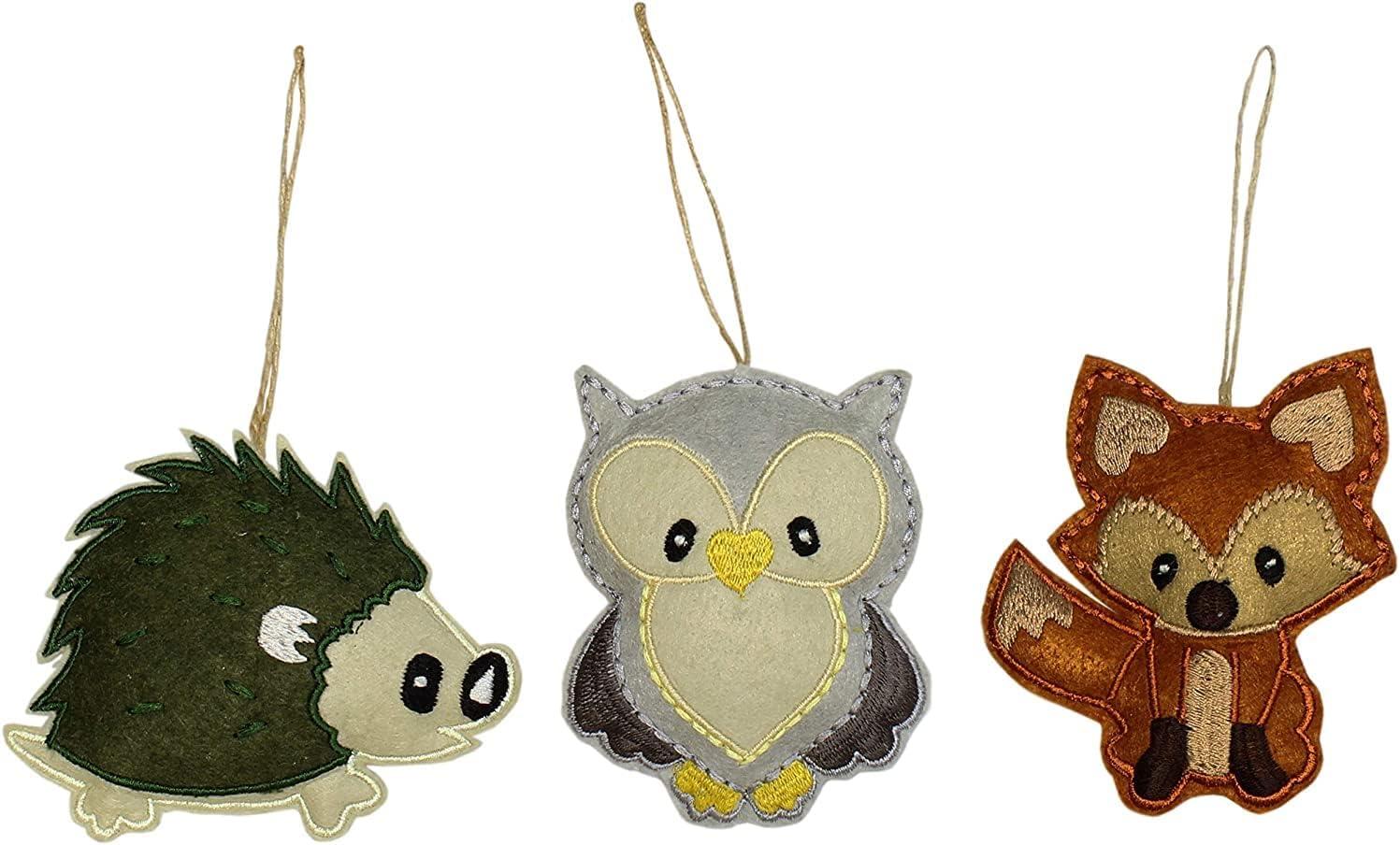 Darware My Forest Friends Plush Animal Christmas Tree Ornaments, 6pc Set; Holiday Craft Decoration Baby Shower
