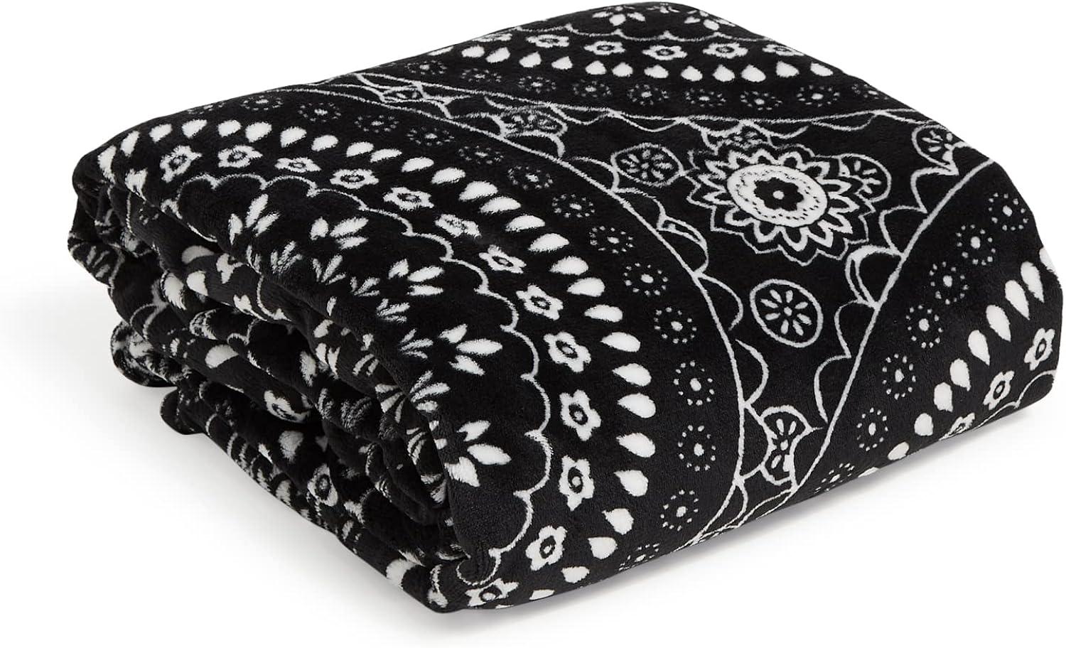 Vera Bradley Medallón de Pañuelo Negro con Manta de Felpa Polar para Mujer
