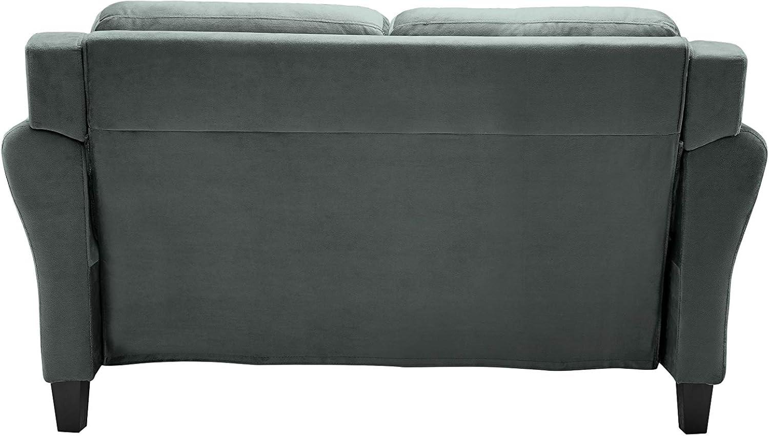 Harvard 58" Dark Gray Microfiber Loveseat with Flared Arms