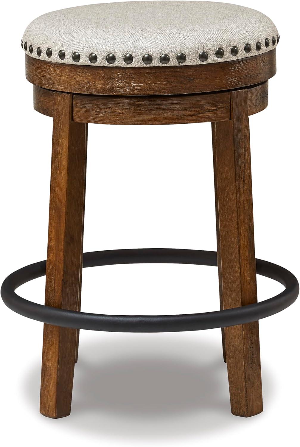 Gracie Oaks Marlar Swivel Upholstered Counter Stool with Solid Wood Frame