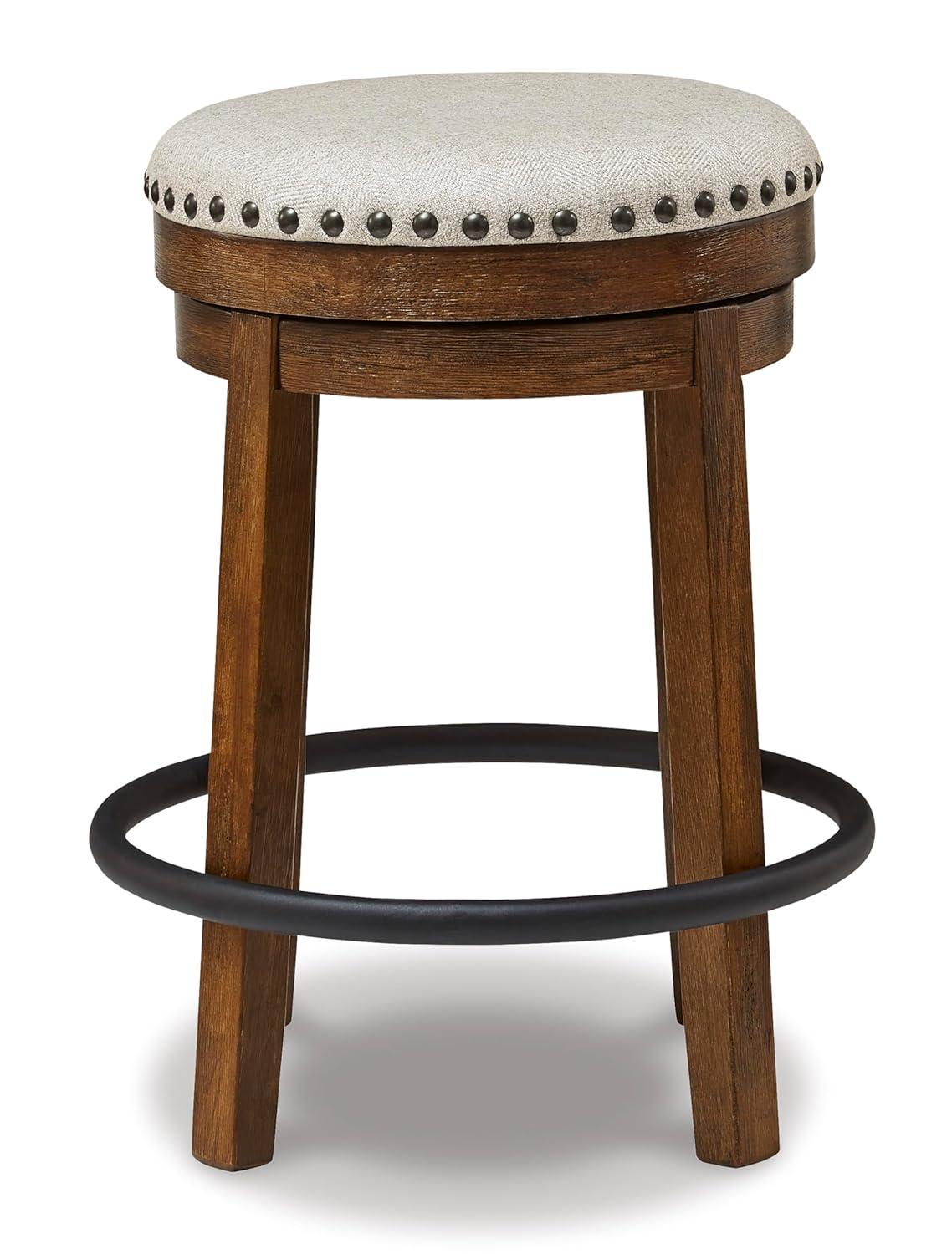 Gracie Oaks Marlar Swivel Upholstered Counter Stool with Solid Wood Frame