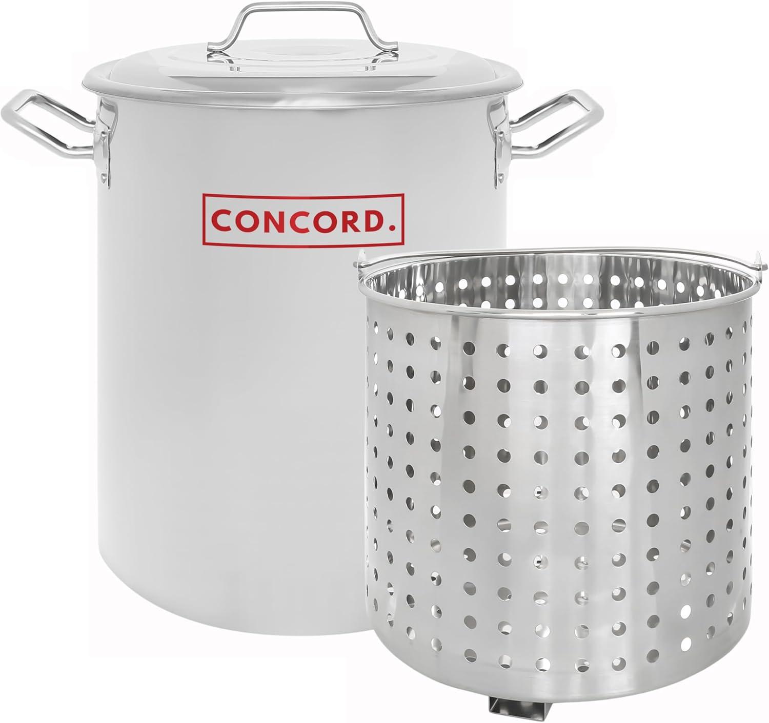 CONCORD Stainless Steel Stock Pot w/Steamer Basket. Cookware great for boiling and steaming (24 Quart)