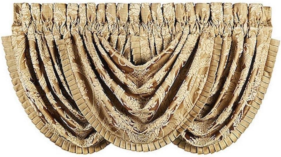 Gold Waterfall Rod Pocket Valance with Frills