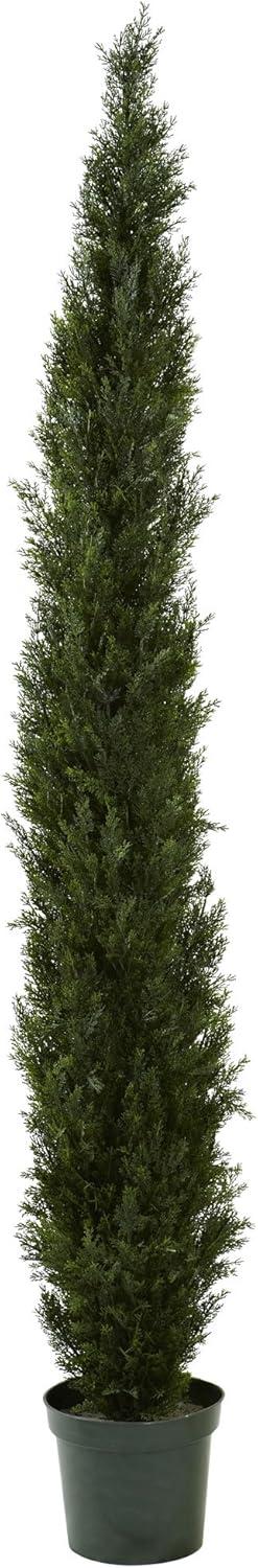 Nearly Natural 8-ft Mini Cedar Pine Tree with 4249 tips in 12-in Pot (Two Tone Green)