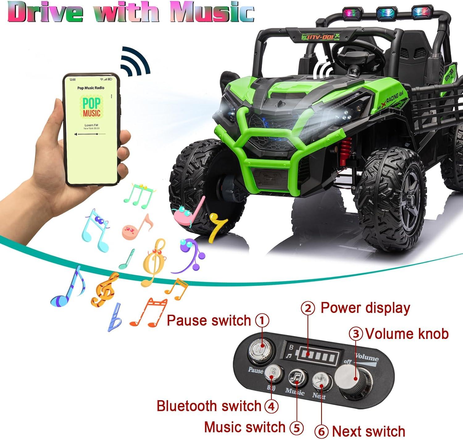 Green 24V 4WD Off-Road Ride-On UTV with Remote Control