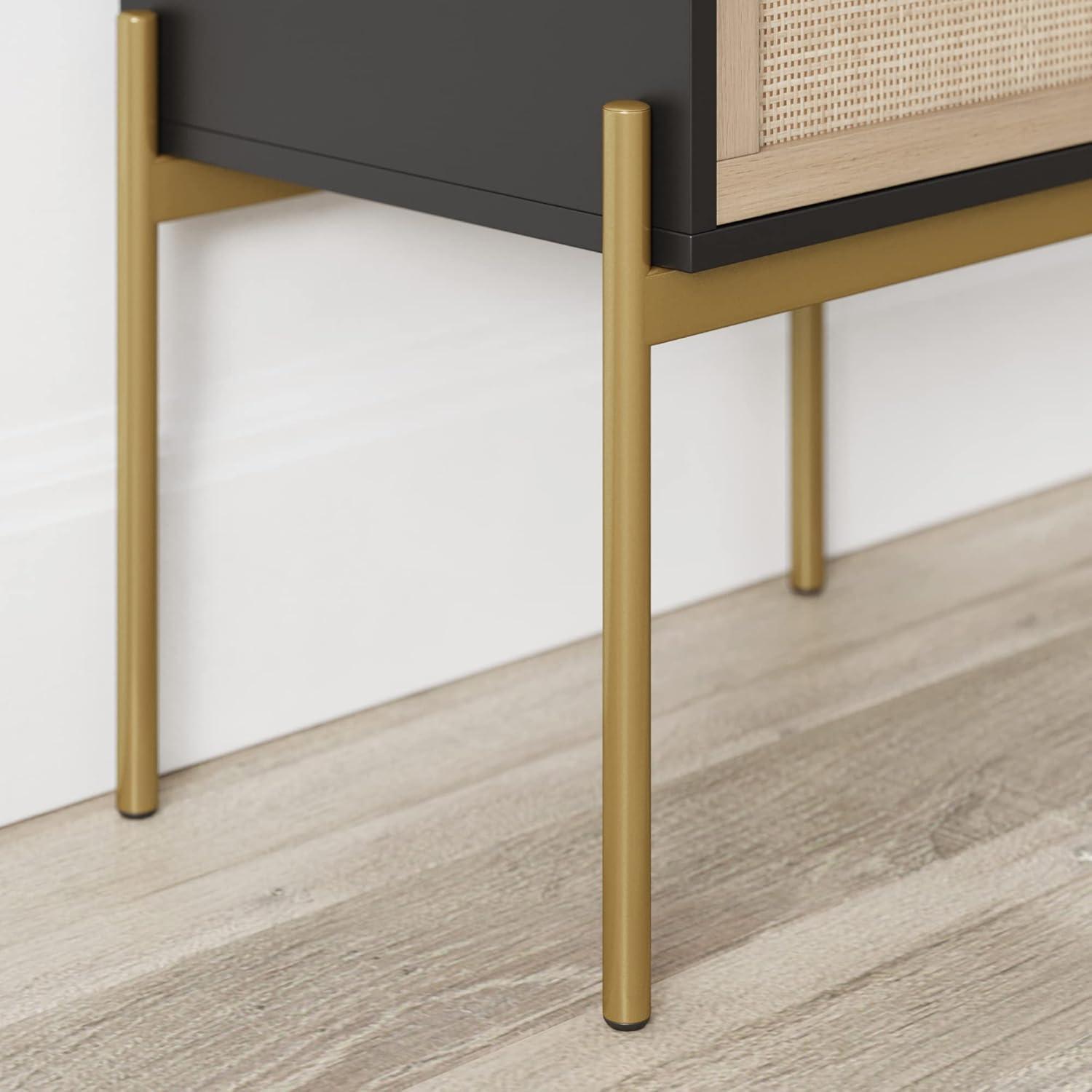 Nathan James Set of 2 Andrew Rattan Nightstand Black/Light Oak