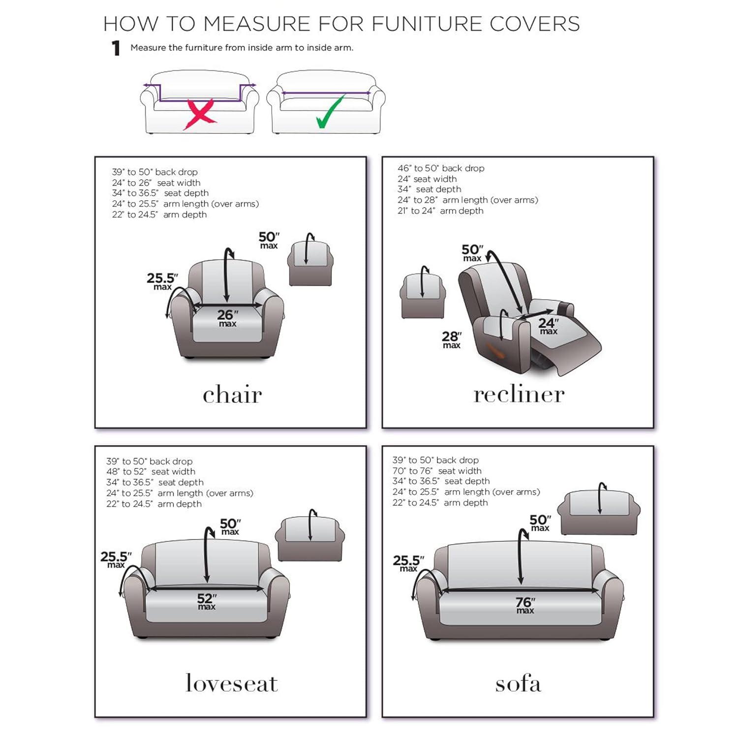 Sure Fit Heirloom Quilt Furniture Cover Cotton Box Cushion Sofa Slipcover